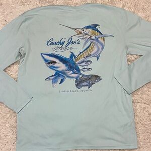 Mens size large concha joes seafood  Long Sleeve tee Shirt Jensen Florida beach